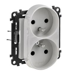 Legrand Valena Life aluminium - gniazdo podwójne +0 z przesłoną Legrand