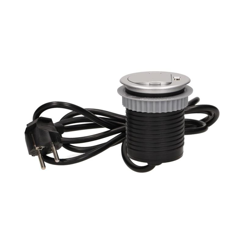 Gniazdo wpuszczane w blat 1x250V AC z pokrywką OR-AE-1373 Gniazdo wpuszczane w blat 1x250V AC z pokrywką OR-AE-1373