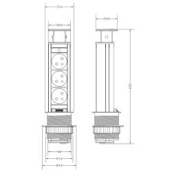 Gniazdo wpuszczane w blat 3x250V AC OR-AE-1347 Orno