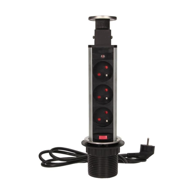 Gniazdo wpuszczane w blat 3x250V AC OR-AE-1348 Gniazdo wpuszczane w blat 3x250V AC OR-AE-1348