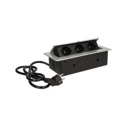 Gniazda wpuszczane w blat 3x250V z frezowanym rantem 1,5 m srebrne OR-AE-1337/G Orno