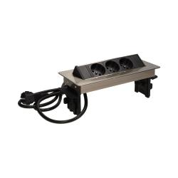 Gniazdo wpuszczane w blat 3x250V w niklowanej obudowie 1,8 m OR-AE-1363 Orno