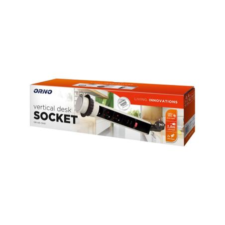 Gniazdo wpuszcane 6cm 3x250V z ładowarką USB blokadą 1,8 m OR-AE-1349