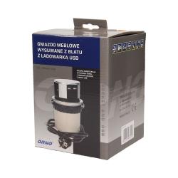 Gniazdo wpuszczane w blat 3x250V z ładowarką USB 1,5m OR-AE-1342 Orno