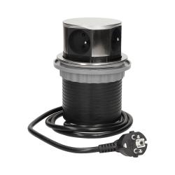 Gniazdo wpuszczane w blat 3x250V z ładowarką USB 1,5m INOX OR-AE-1381 Orno