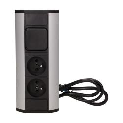 Gniazdo meblowe 2x250V, wyłącznik OR-GM-9002/B-G Orno