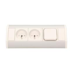 Gniazdo meblowe 2x250V, wyłącznik OR-GM-9002/W-G Orno