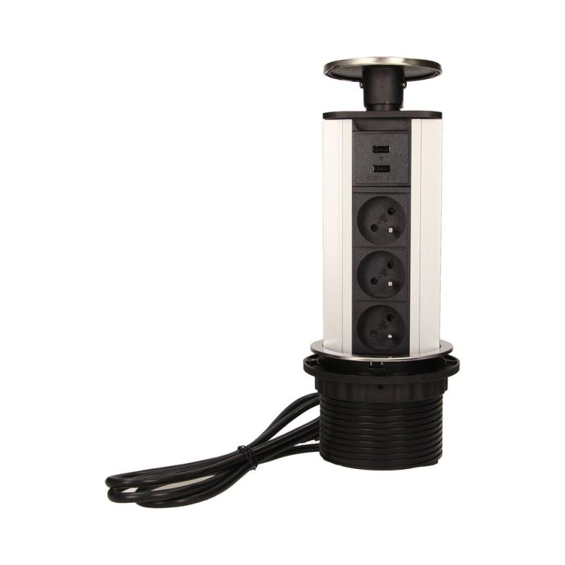 Gniazdo wpuszczane w blat 3x250V, 2xUSB OR-AE-1354 Gniazdo wpuszczane w blat 3x250V, 2xUSB OR-AE-1354