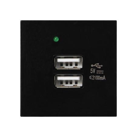 Port modułowy z ładowarką 2xUSB OR-GM-9010/B/USBX2