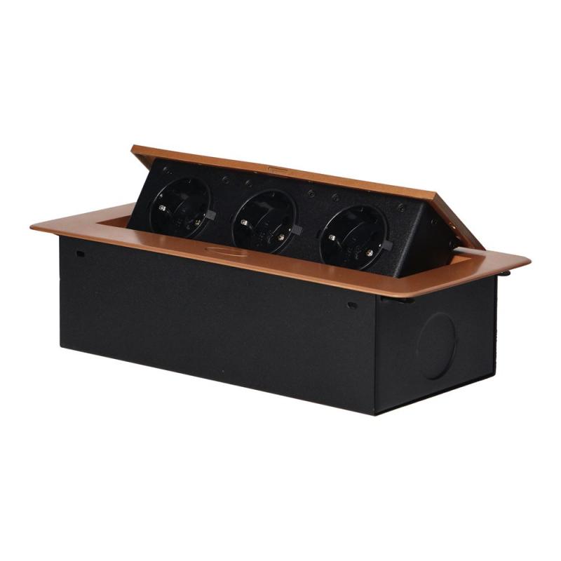 Gniazda wpuszczane w blat 3x250V AC OR-AE-1336(GS)/C schuko