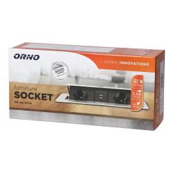 Gniazdo wpuszczane w blat 2x250V, 2xUSB OR-AE-13126/BR Orno