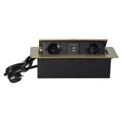 Gniazdo wpuszczane w blat 2x250V, 2xUSB OR-AE-13126(GS)/BR schuko Orno