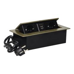 Gniazdo wpuszczane w blat 2x250V, 2xUSB OR-AE-13126(GS)/BR schuko Orno