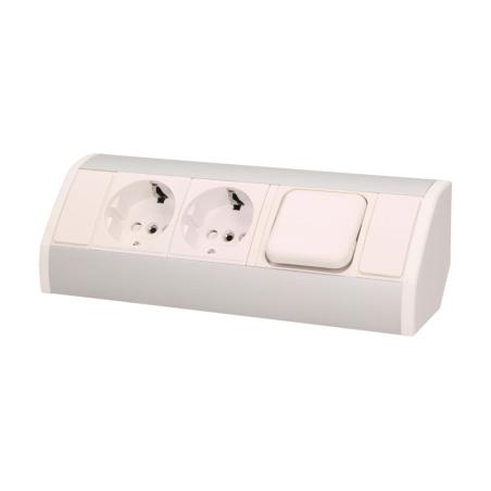 Gniazdo meblowe 2x250V, wyłącznik OR-GM-9002/W-G(GS) schuko