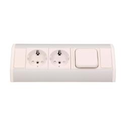 Gniazdo meblowe 2x250V, wyłącznik OR-GM-9002/W-G(GS) schuko Orno