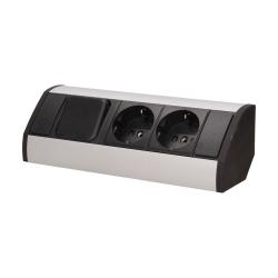 Gniazdo meblowe 2x250V, wyłącznik OR-GM-9002/B-G(GS) schuko