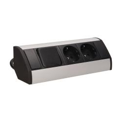 Gniazdo meblowe 2x250V, wyłącznik OR-GM-9002/B-G(GS) schuko Orno