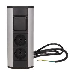 Gniazdo meblowe 2x250V, wyłącznik OR-GM-9002/B-G(GS) schuko Orno