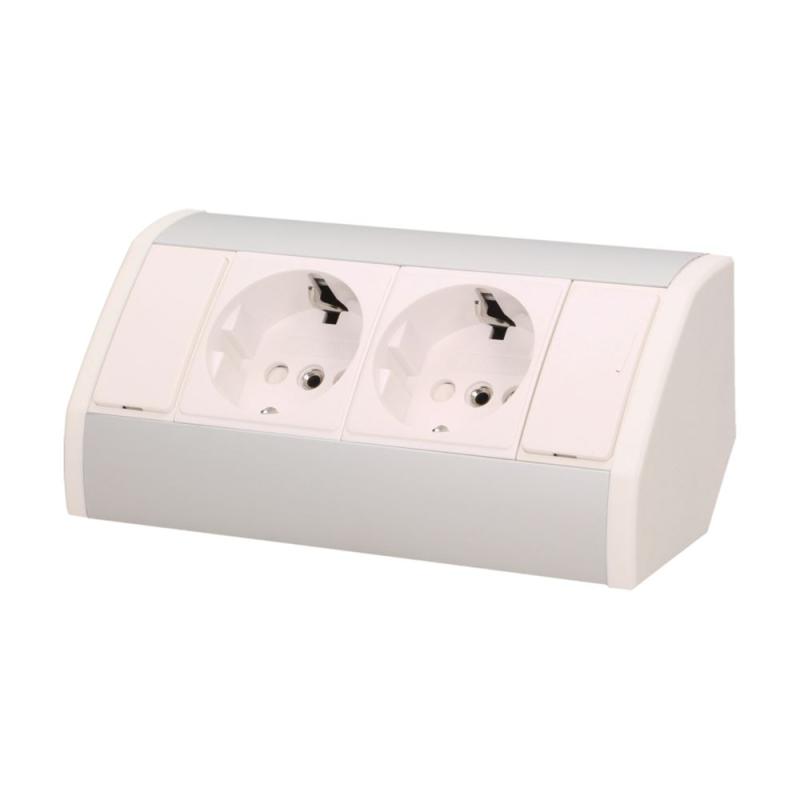 Gniazdo meblowe 2x250V OR-GM-9005/W-G(GS) schuko