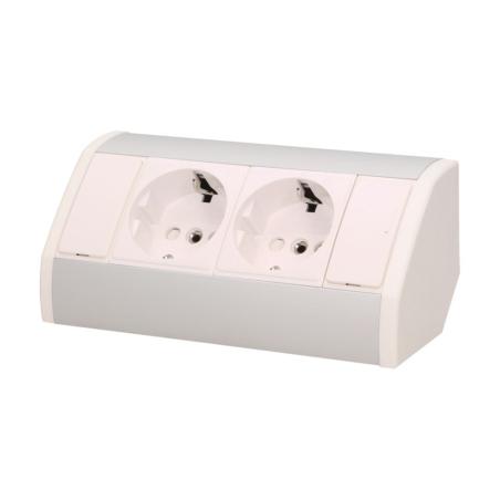Gniazdo meblowe 2x250V OR-GM-9005/W-G(GS) schuko