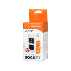 Gniazdo meblowe podszafkowe 230V + 2xUSB - OR-AE-1310(GS) schuko Orno
