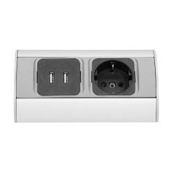 Gniazdo meblowe podszafkowe 230V + 2xUSB - OR-AE-1310(GS) schuko Orno