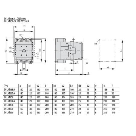 Stycznik DILM-225-22 225A 250V 2NO+2NC
