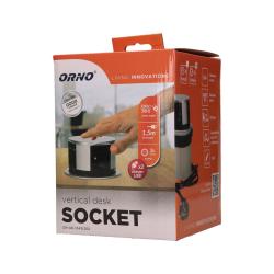 Gniazdo wpuszczane w blat 3x250V z ładowarką USB 1,5m OR-AE-1342(GS) schuko Orno