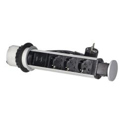 Gniazdo wpuszcane 6cm 3x250V z ładowarką USB blokadą 1,8 m OR-AE-1349(GS) schuko Orno