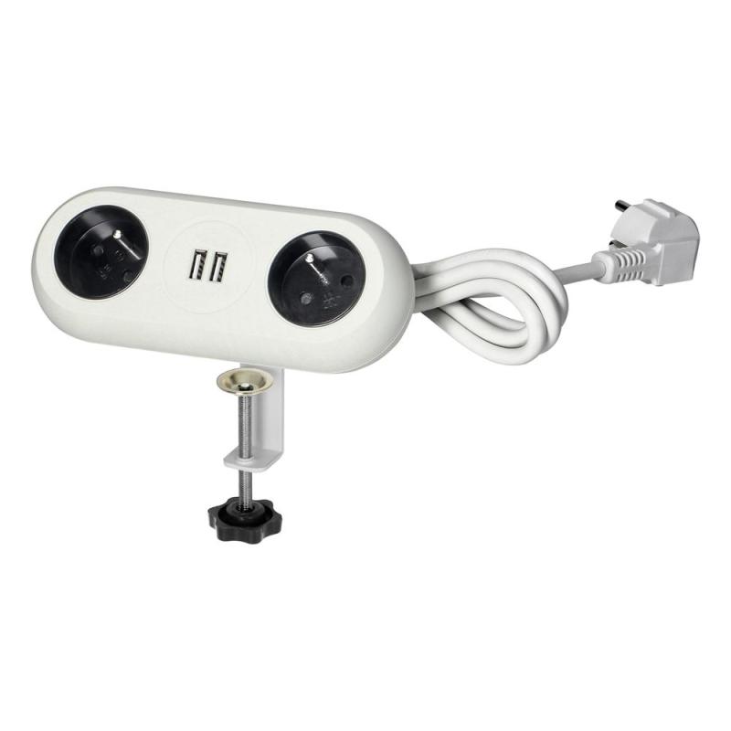 Gniazdo biurkowe 2x250V, 2xUSB OR-AE-13197/W Gniazdo biurkowe 2x250V, 2xUSB OR-AE-13197/W