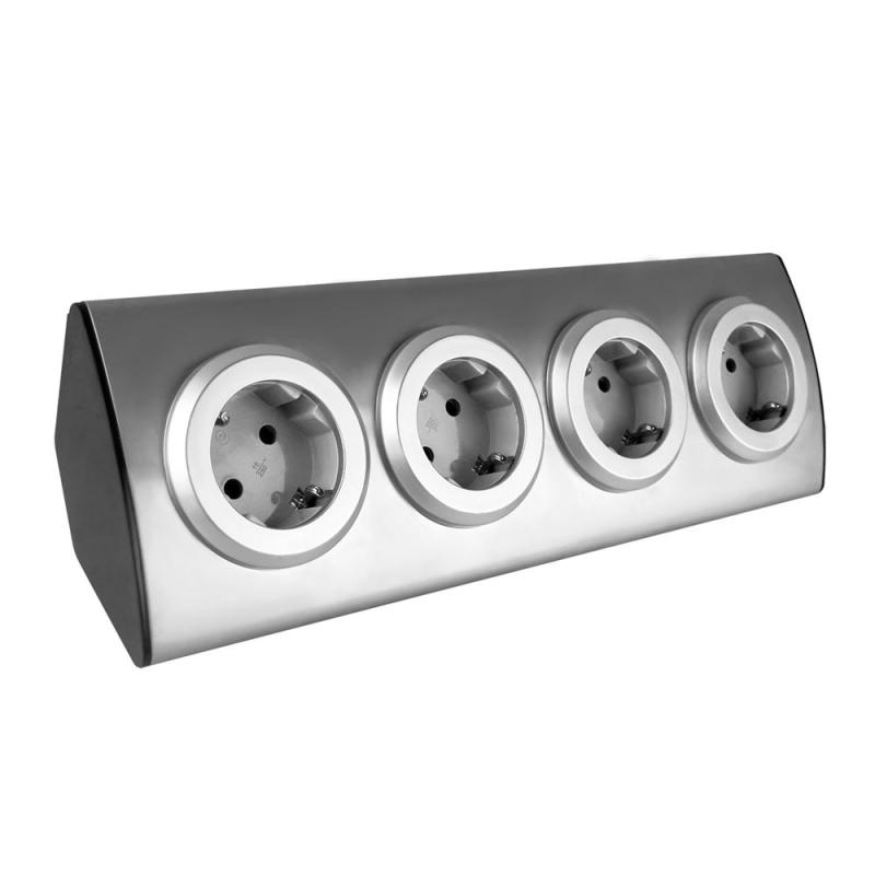 Gniazdo meblowe 4x250V AC INOX OR-AE-1340(GS) schuko