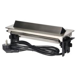 Gniazdo wpuszczane w blat 3x250V w niklowanej obudowie z USB 1,8 m OR-AE-1364(GS) schuko Orno