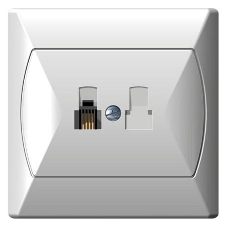 Ospel Akcent biały - gniazdo telefoniczne GPT-1A/00 Ospel