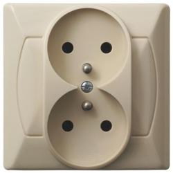 Ospel Akcent beżowy - gniazdo podwójne (+0) GP-2AZ/01 Ospel