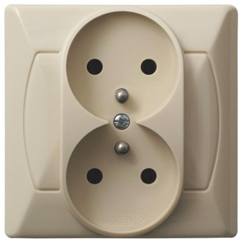 Ospel Akcent beżowy - gniazdo podwójne (+0) GP-2AZ/01