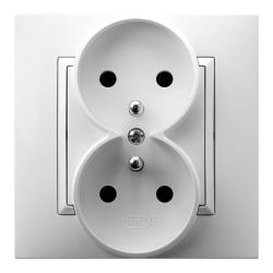 Ospel Aria biały - gniazdo podwójne (+0) GP-2UZ/00