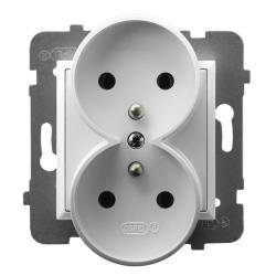 Ospel Aria biały - gniazdo podwójne (+0) do ramki GP-2URZ/m/00