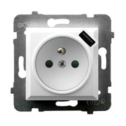 Ospel Aria biały - gniazdo pojedyncze (+0) z przesłonami i ładowarką GP-1UZPUSB/m/00