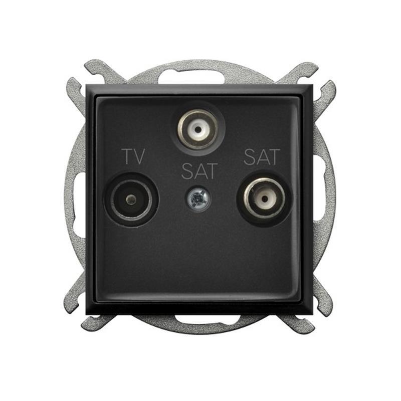 Ospel Aria czarny - gniazdo RTV-SAT podwójne GPA-U2S/m/33