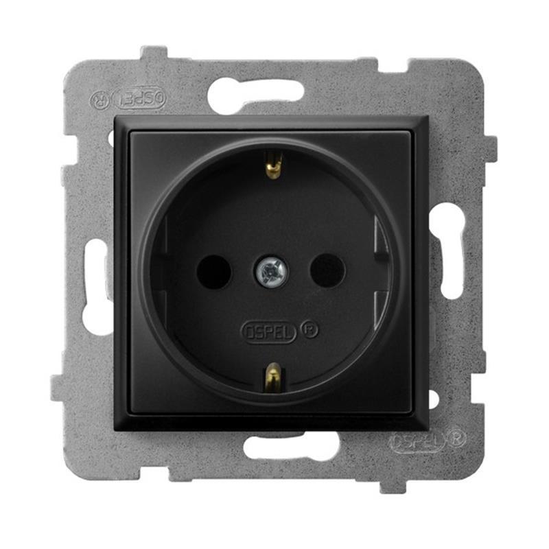Ospel Aria czarny - gniazdo pojedyncze (+0) SCHUKO GP-1US/m/33