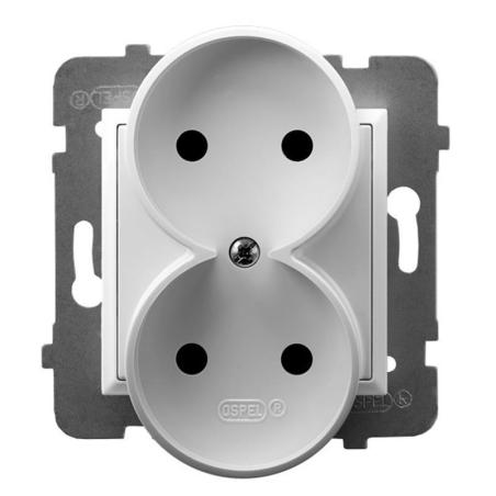 Ospel Aria biały - gniazdo podwójne do ramki  GP-2UR/m/00