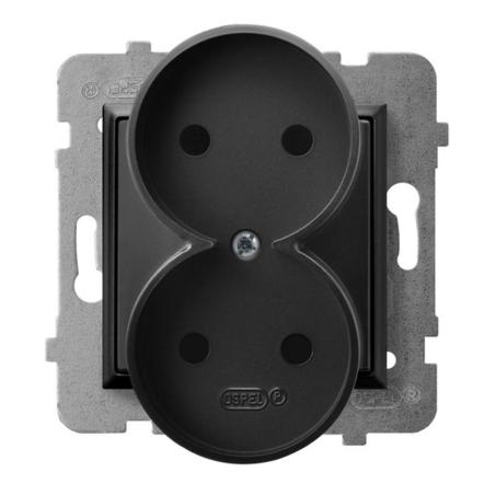 Ospel Aria czarny - gniazdo podwójne do ramki  GP-2UR/m/33