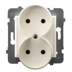 Ospel Aria ecru - gniazdo podwójne do ramki  GP-2UR/m/27