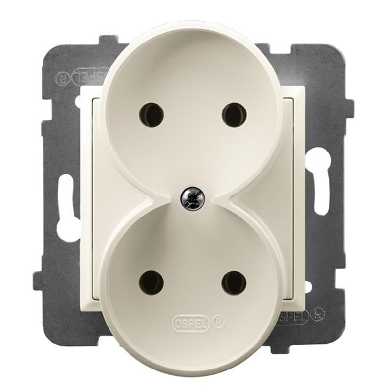 Ospel Aria ecru - gniazdo podwójne do ramki  GP-2UR/m/27