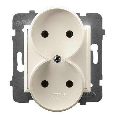 Ospel Aria ecru - gniazdo podwójne do ramki  GP-2UR/m/27