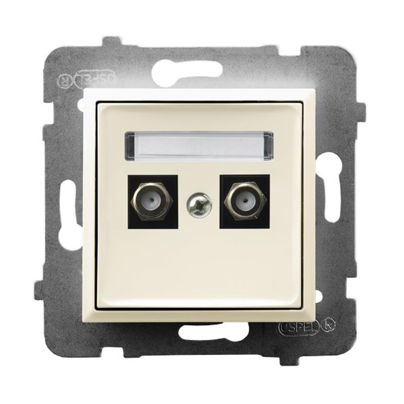 Ospel Aria ecru - gniazdo antenowe podwójne typu F GPA-2UF/m/27