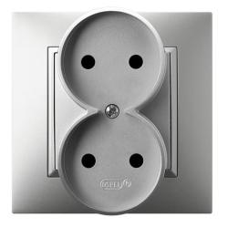 Ospel Aria srebrny - gniazdo podwójne GP-2U/18