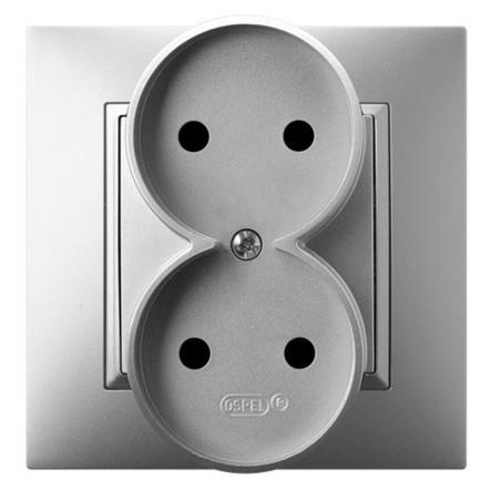 Ospel Aria srebrny - gniazdo podwójne GP-2U/18