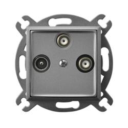 Ospel Aria szary mat - gniazdo RTV-SAT podwójne GPA-U2S/m/70