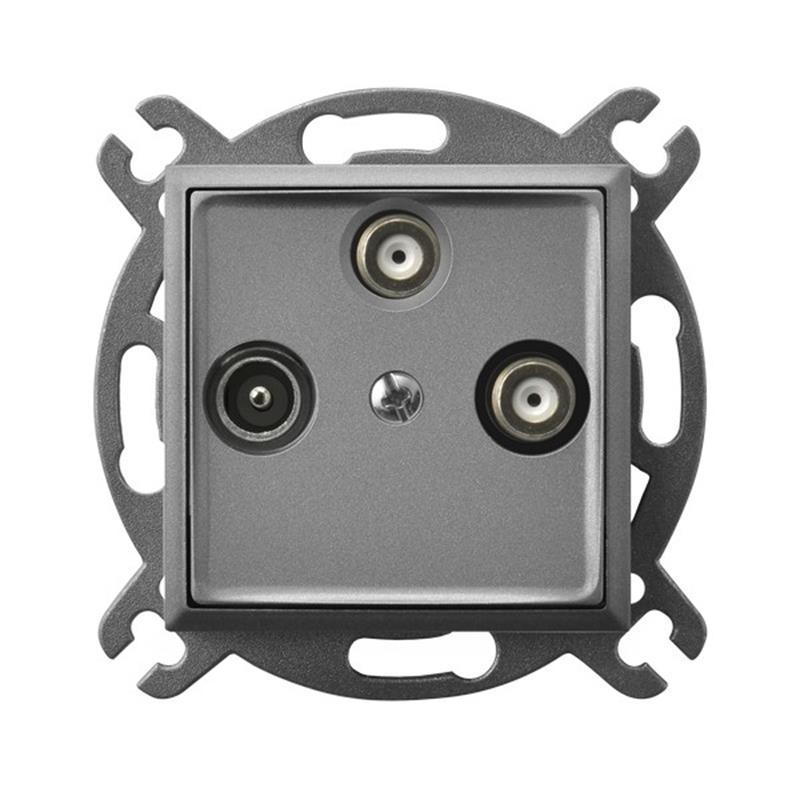 Ospel Aria szary mat - gniazdo RTV-SAT podwójne GPA-U2S/m/70